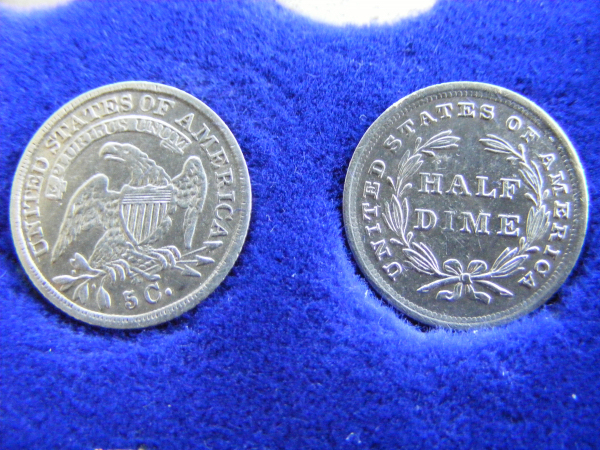 Nearly uncirculated 1840 Half-Dime and the VF-20 1836 Half-Dime.